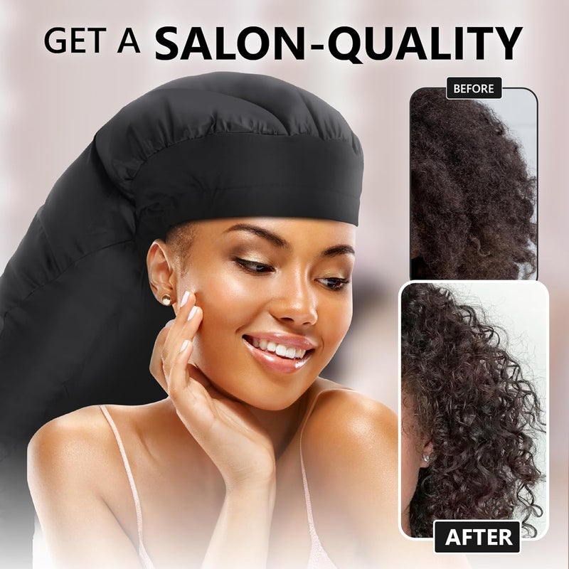 Granteva Large Hooded Hair Dryer Bonnet Attachment w/Integrated Headband - Reduces Heat Exposure Around Ears & Neck - Enhanced Size for Use with Rollers, Speeds Up Drying Time, Deep Conditioning at Home - Image 2